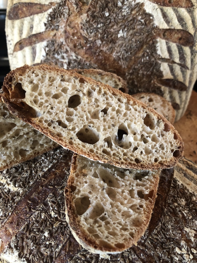 50% Rye Sourdough Bread with Caraway Seeds50